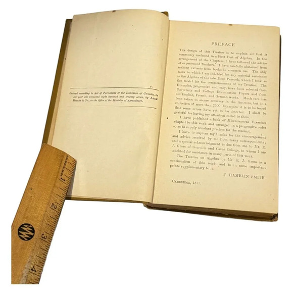 Elementary Algebra J Hamblin Smith Book HC Gage Text 1877 8th Print Canada - Picture 5 of 16